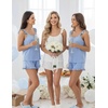 Ekouaer Pajama for Women Set 2 Piece Ruffle Cami Top and Shorts Pjs(Light Blue)