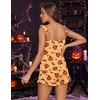 Ekouaer Pajama for Women Set 2 Piece Ruffle Cami Top and Shorts Pjs(Orange-halloween)