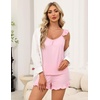 Ekouaer Pajama for Women Set 2 Piece Ruffle Cami Top and Shorts Pjs(Pink)