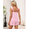 Ekouaer Pajama for Women Set 2 Piece Ruffle Cami Top and Shorts Pjs(Pink)