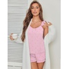 Ekouaer Pajama for Women Set 2 Piece Ruffle Cami Top and Shorts Pjs(Pink Striped Heart)