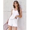 Ekouaer Pajama for Women Set 2 Piece Ruffle Cami Top and Shorts Pjs(White)