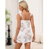 Ekouaer Pajama for Women Set 2 Piece Ruffle Cami Top and Shorts Pjs(White Flower)