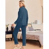 Ekouaer Pajamas Womens Long Sleeve Sleepwear Button Down Loungewear Pjs Set(Dark Blue)