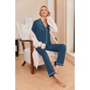 Ekouaer Pajamas Womens Long Sleeve Sleepwear Button Down Loungewear Pjs Set(Dark Blue)