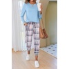 Ekouaer Pajamas for Women Comfy Long Sleeve Jogger Set Lounge Pjs Set(Aqua Blue Plaid)