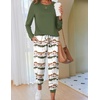 Ekouaer Pajamas for Women Comfy Long Sleeve Jogger Set Lounge Pjs Set(Army Green Stripes)