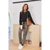 Ekouaer Pajamas for Women Comfy Long Sleeve Jogger Set Lounge Pjs Set(Black Leopard)
