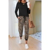 Ekouaer Pajamas for Women Comfy Long Sleeve Jogger Set Lounge Pjs Set(Black Leopard)