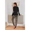 Ekouaer Pajamas for Women Comfy Long Sleeve Jogger Set Lounge Pjs Set(Black Leopard)