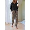 Ekouaer Pajamas for Women Comfy Long Sleeve Jogger Set Lounge Pjs Set(Black Leopard)