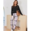 Ekouaer Pajamas for Women Comfy Long Sleeve Jogger Set Lounge Pjs Set(Black Pink Contrast Plaid)