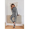 Ekouaer Pajamas for Women Comfy Long Sleeve Jogger Set Lounge Pjs Set(Black White Plaid)