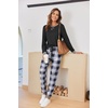 Ekouaer Pajamas for Women Comfy Long Sleeve Jogger Set Lounge Pjs Set(Black and White Plaid)
