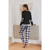 Ekouaer Pajamas for Women Comfy Long Sleeve Jogger Set Lounge Pjs Set(Black and White Plaid)