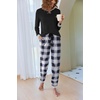 Ekouaer Pajamas for Women Comfy Long Sleeve Jogger Set Lounge Pjs Set(Black and White Plaid)
