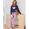 Ekouaer Pajamas for Women Comfy Long Sleeve Jogger Set Lounge Pjs Set(Blue Pink Hearts)