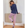 Ekouaer Pajamas for Women Comfy Long Sleeve Jogger Set Lounge Pjs Set(Blue Pink Hearts)