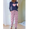 Ekouaer Pajamas for Women Comfy Long Sleeve Jogger Set Lounge Pjs Set(Blue Pink Hearts)