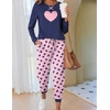 Ekouaer Pajamas for Women Comfy Long Sleeve Jogger Set Lounge Pjs Set(Blue Pink Hearts)