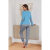 Ekouaer Pajamas for Women Comfy Long Sleeve Jogger Set Lounge Pjs Set(Blue Polka Dots)
