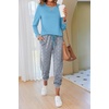 Ekouaer Pajamas for Women Comfy Long Sleeve Jogger Set Lounge Pjs Set(Blue Polka Dots)