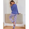 Ekouaer Pajamas for Women Comfy Long Sleeve Jogger Set Lounge Pjs Set(Blue Stripe Hearts)