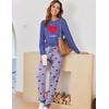 Ekouaer Pajamas for Women Comfy Long Sleeve Jogger Set Lounge Pjs Set(Blue Stripe Hearts)