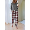 Ekouaer Pajamas for Women Comfy Long Sleeve Jogger Set Lounge Pjs Set(Classic Grey Plaid)