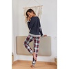 Ekouaer Pajamas for Women Comfy Long Sleeve Jogger Set Lounge Pjs Set(Classic Navy Plaid)