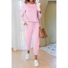 Ekouaer Pajamas for Women Comfy Long Sleeve Jogger Set Lounge Pjs Set(Cute Pink Polka Dots)