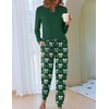 Ekouaer Pajamas for Women Comfy Long Sleeve Jogger Set Lounge Pjs Set(Deep Green Bow Knot)
