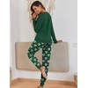 Ekouaer Pajamas for Women Comfy Long Sleeve Jogger Set Lounge Pjs Set(Deep Green Bow Knot)