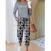 Ekouaer Pajamas for Women Comfy Long Sleeve Jogger Set Lounge Pjs Set(Grey Contrast Plaid)