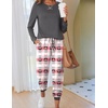 Ekouaer Pajamas for Women Comfy Long Sleeve Jogger Set Lounge Pjs Set(Grey Pink Heart Plaid)