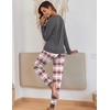 Ekouaer Pajamas for Women Comfy Long Sleeve Jogger Set Lounge Pjs Set(Grey Pink Heart Plaid)