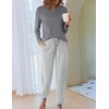 Ekouaer Pajamas for Women Comfy Long Sleeve Jogger Set Lounge Pjs Set(Light Grey Stripes)