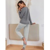 Ekouaer Pajamas for Women Comfy Long Sleeve Jogger Set Lounge Pjs Set(Light Grey Stripes)