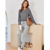 Ekouaer Pajamas for Women Comfy Long Sleeve Jogger Set Lounge Pjs Set(Light Grey Stripes)
