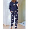 Ekouaer Pajamas for Women Comfy Long Sleeve Jogger Set Lounge Pjs Set(Navy Blue Coffee Cups)