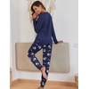 Ekouaer Pajamas for Women Comfy Long Sleeve Jogger Set Lounge Pjs Set(Navy Blue Coffee Cups)