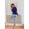 Ekouaer Pajamas for Women Comfy Long Sleeve Jogger Set Lounge Pjs Set(Navy Blue Plaid)