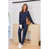 Ekouaer Pajamas for Women Comfy Long Sleeve Jogger Set Lounge Pjs Set(Navy Polka Dots)