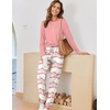 Ekouaer Pajamas for Women Comfy Long Sleeve Jogger Set Lounge Pjs Set(Pink Contrast Stripes)