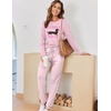 Ekouaer Pajamas for Women Comfy Long Sleeve Jogger Set Lounge Pjs Set(Pink Dog and Stripes)