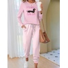 Ekouaer Pajamas for Women Comfy Long Sleeve Jogger Set Lounge Pjs Set(Pink Dog and Stripes)
