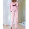 Ekouaer Pajamas for Women Comfy Long Sleeve Jogger Set Lounge Pjs Set(Pink Dog and Stripes)