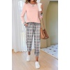 Ekouaer Pajamas for Women Comfy Long Sleeve Jogger Set Lounge Pjs Set(Pink Grey Plaid)