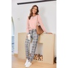 Ekouaer Pajamas for Women Comfy Long Sleeve Jogger Set Lounge Pjs Set(Pink Grey Plaid)