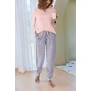 Ekouaer Pajamas for Women Comfy Long Sleeve Jogger Set Lounge Pjs Set(Pink Polka Dots)